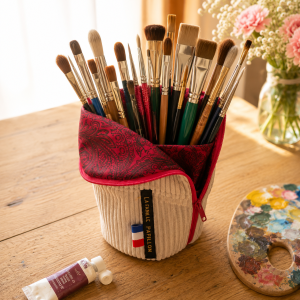 Trousse multifonction convertible en pot debout : pratique, compacte et idéale en voyage. Parfaite pour maquillage, accessoires et cadeau