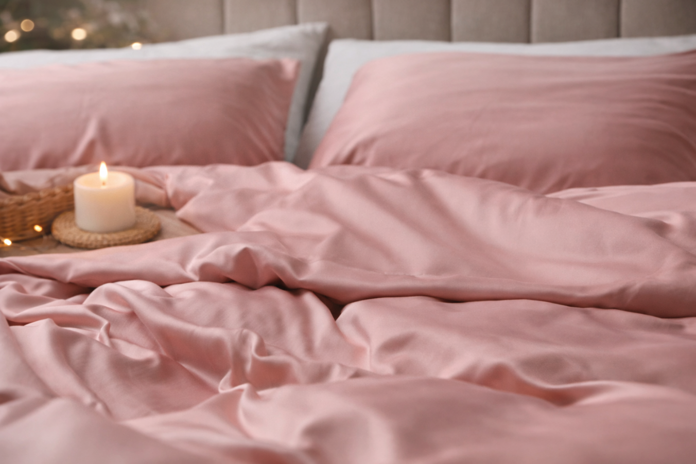 taie d'oreiller en soie rose